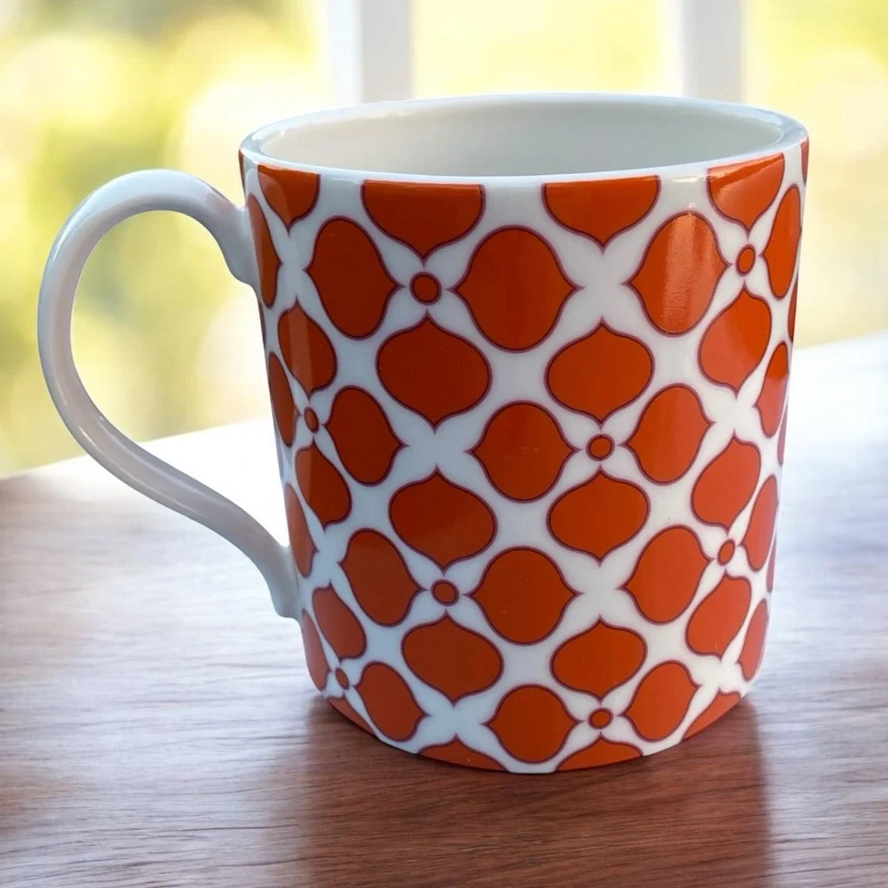 Jonathan Adler Carnaby Orange Floral Mosaic Medallion Mug